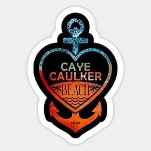 Caye Caulker Beach, Belize, Sandy Heart Ship Anchor Sticker